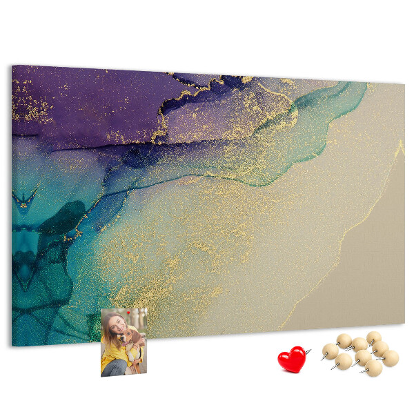 Bilder mit Korkrückwand goldene Akzente auf abstraktem Wasserhintergrund