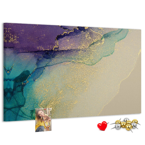 Bilder mit Korkrückwand goldene Akzente auf abstraktem Wasserhintergrund
