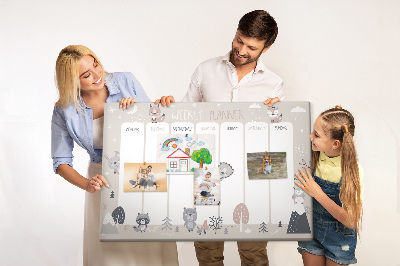 Korktafel mit Motiv Waldtiere im Wochenplaner