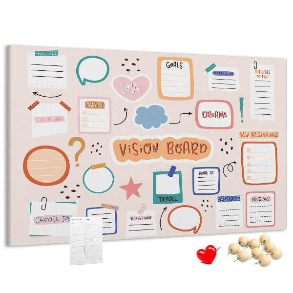 Pinnwand mit Korkrückwand buntes Traumboard für Notizen