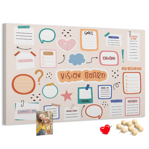 Pinnwand mit Korkrückwand buntes Traumboard für Notizen
