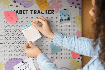 Bild mit Korkrückwand tropisches Muster mit Blättern und Punkten