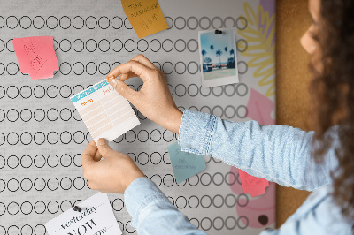 Bild mit Korkrückwand tropisches Muster mit Blättern und Punkten