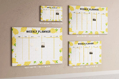 Korktafel mit Zitronenmotiv und Wochenkalender