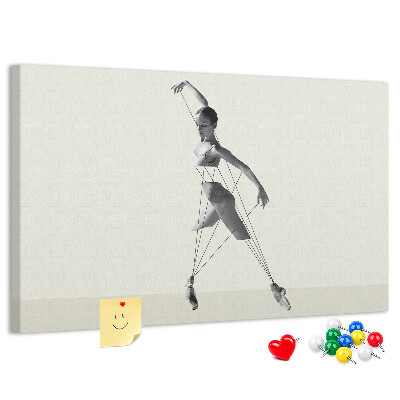 Korkbild tanzende Silhouette aus feinen Linien