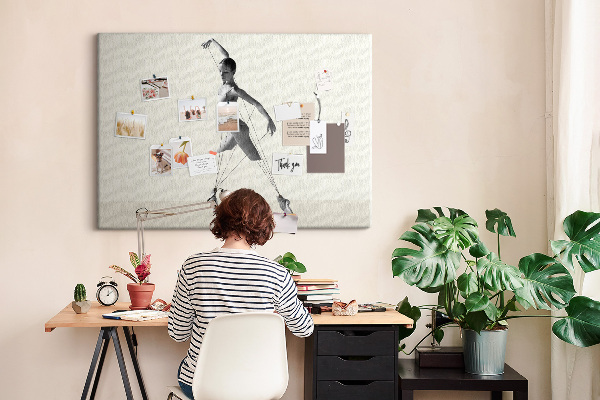 Korkbild tanzende Silhouette aus feinen Linien