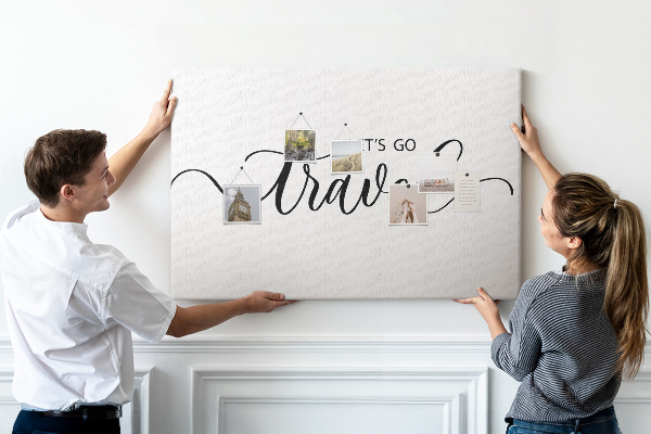 Bild mit Korkrückwand Reiseinspiration im eleganten Stil