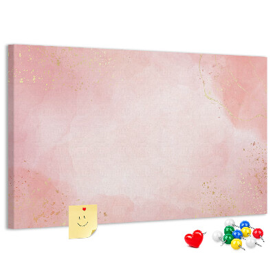 Korktafel mit rosa Hintergrund und zarten Goldakzenten