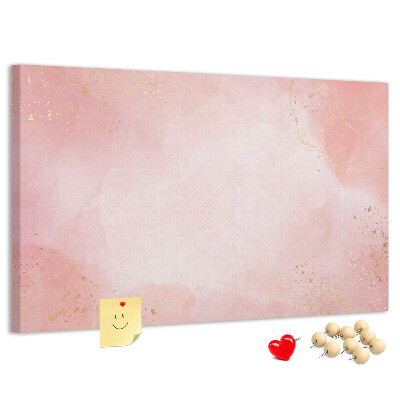Korktafel mit rosa Hintergrund und zarten Goldakzenten