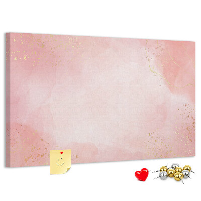 Korktafel mit rosa Hintergrund und zarten Goldakzenten