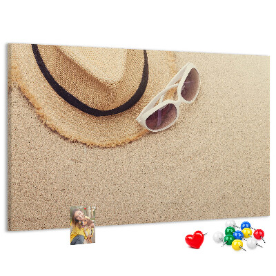 Bild mit Korkrückwand sommerliche Entspannung am Strand mit Sonnenbrille