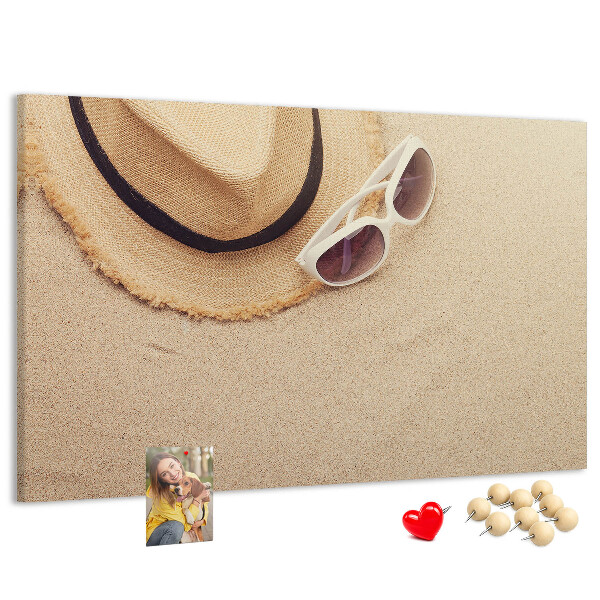 Bild mit Korkrückwand sommerliche Entspannung am Strand mit Sonnenbrille