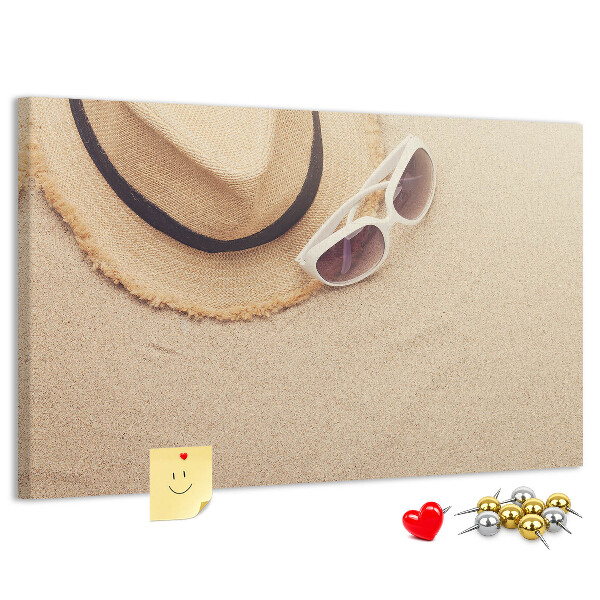 Bild mit Korkrückwand sommerliche Entspannung am Strand mit Sonnenbrille