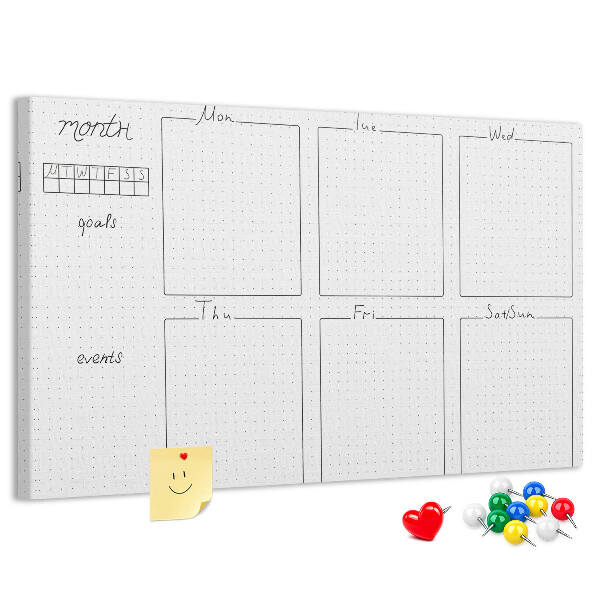 Planer mit Raster und Korkrückwand zur Organisation Ihrer Zeit