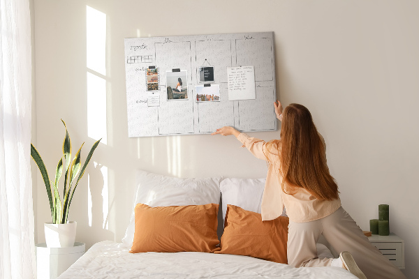 Planer mit Raster und Korkrückwand zur Organisation Ihrer Zeit