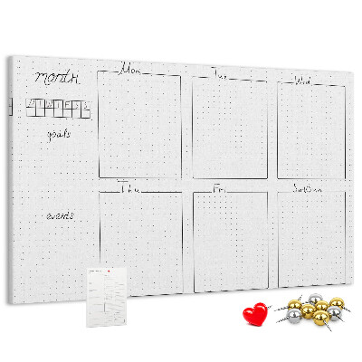 Planer mit Raster und Korkrückwand zur Organisation Ihrer Zeit