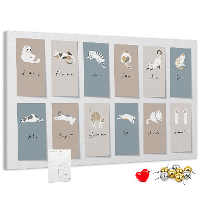 Kalender mit niedlichen Haustierillustrationen mit Korkrückwand