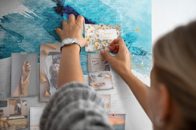 Korkbild blaue Wellen mit goldenen Akzenten