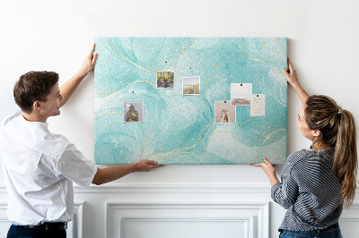 Bild mit Korkrückwand zarte Wellen in Türkistönen
