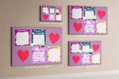 Bunte Notizbücher mit Herzmotiv mit Korkrückwand