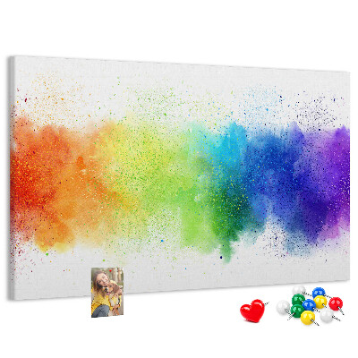 Korktafel mit bunten Blitzen in allen Regenbogenfarben