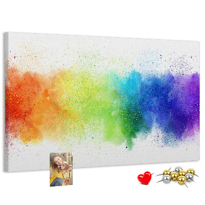 Korktafel mit bunten Blitzen in allen Regenbogenfarben