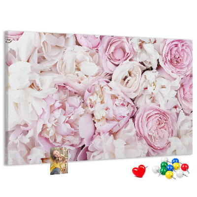 Korktafel mit Blumenmuster in Rosatönen
