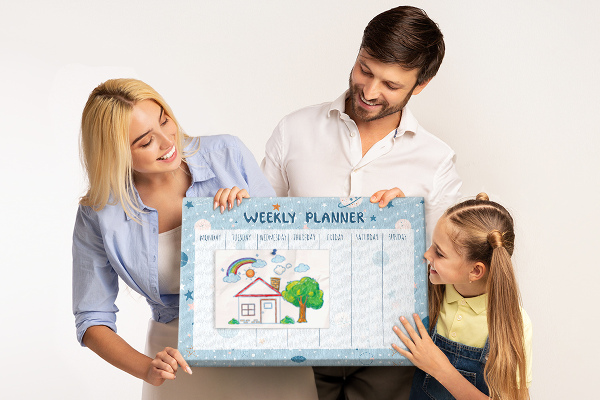 Kork-Wochenplaner im futuristischen Stil