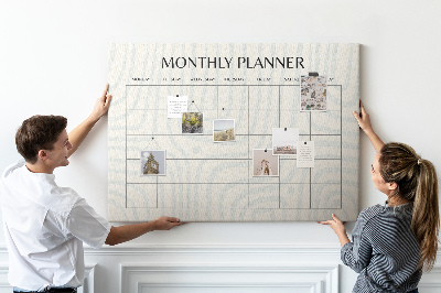 Korktafel mit minimalistischem Monatsplaner-Design