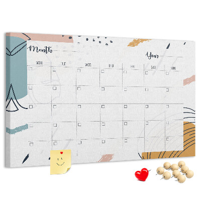 Korkbild farbenfroher Kalender mit abstrakten Mustern