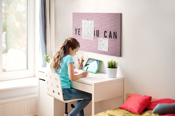 Kork-Pinnwand mit Motiv positives Denken und Motivation