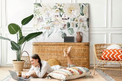 Kork-Pinnwand mit zartem Blumenmuster