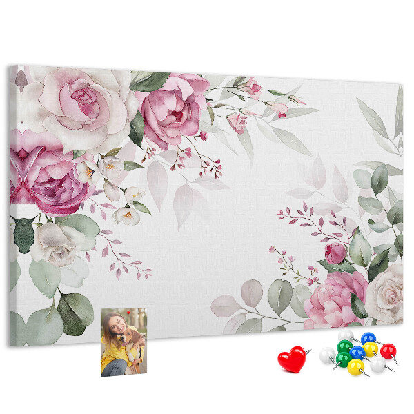 Korkbild mit Blumenmuster in Pastelltönen