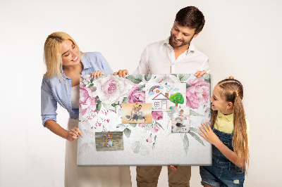 Bild mit Korkrückwand Blumenmuster in zarten Rosatönen