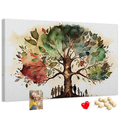Korktafel mit Motiv Der Baum des Lebens mit Menschen im Schatten