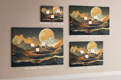 Korktafel mit Berglandschaft und Mondmotiv