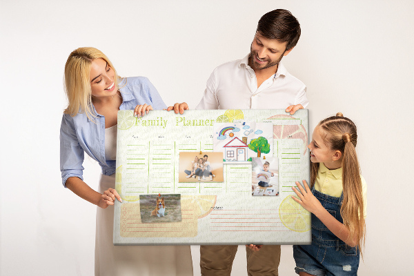 Korkbild Familienplaner mit Zitrusmuster