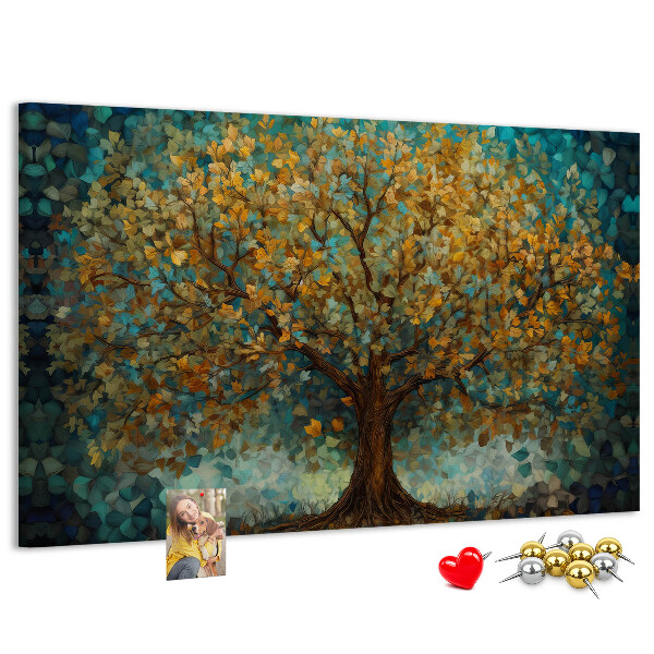 Bild mit Korkrückwand Goldene Herbsteiche vor dem Himmel