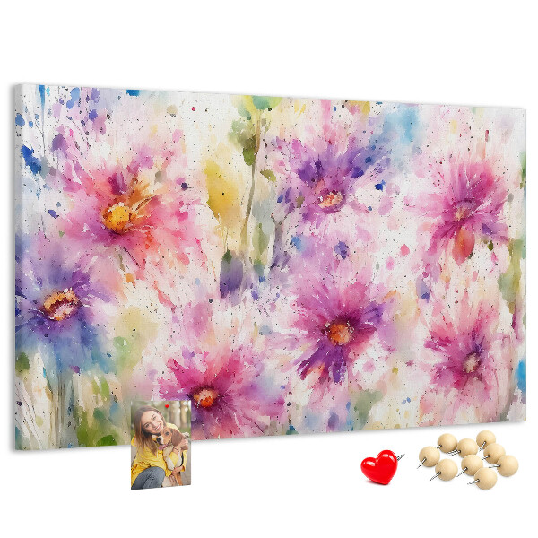 Bilder mit Korkrückwand Blumen-Aquarellbilder in Rosatönen