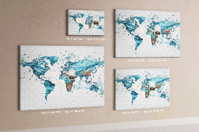 Korkbild Weltkarte Aquarell-Design