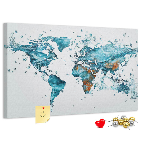 Korkbild Weltkarte Aquarell-Design