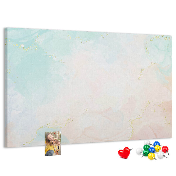 Korktafel mit zarten Pastellpunkten und goldenen Akzenten