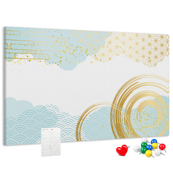 Korkbild goldene Spiralen auf blauem Hintergrund