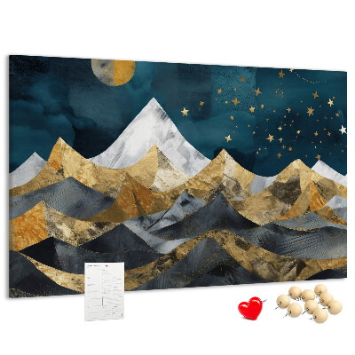 Bilder mit Korkrückwand goldene Berge unter dem Nachthimmel