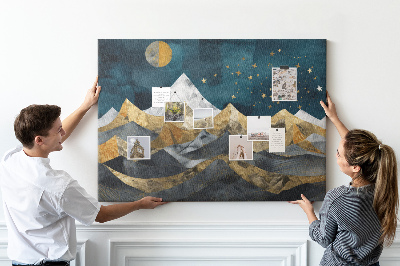 Bilder mit Korkrückwand goldene Berge unter dem Nachthimmel