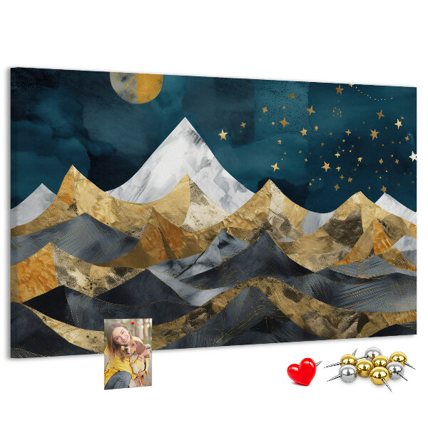 Bilder mit Korkrückwand goldene Berge unter dem Nachthimmel