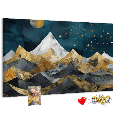 Bilder mit Korkrückwand goldene Berge unter dem Nachthimmel