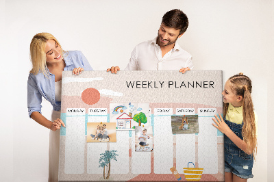 Kork-Pinnwand Wochenplaner mit sommerlichem Strandmotiv