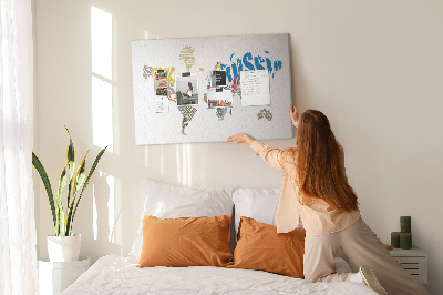 Weltkarte mit Ländernamen mit Korkrückwand