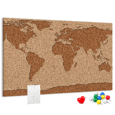 Weltkarte aus Naturkork als Korkbild